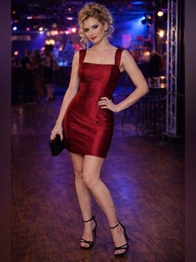 Landa Sleek Burgundy Cocktail Dress Sz 10